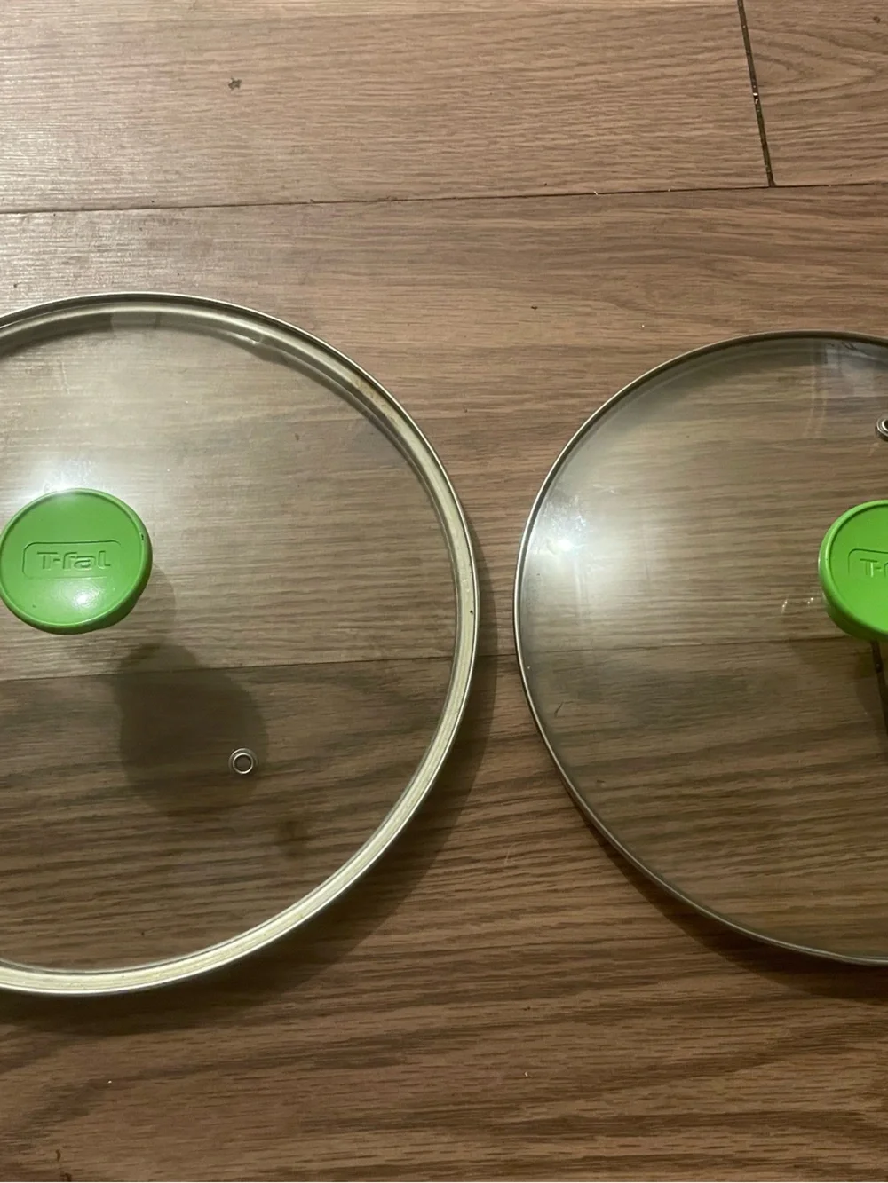 T-fal Glass Pan Lids with Lime Green Silicone Knobs - Set of 2
